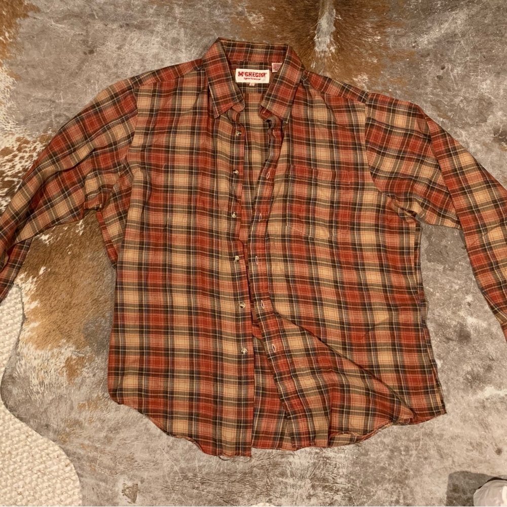 McGregor Red and Brown Plaid Casual Shirt